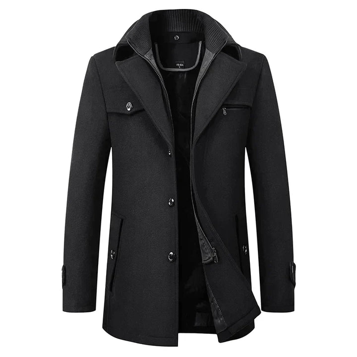 Michael | Men’s Elegant Winter Long Button Overcoat