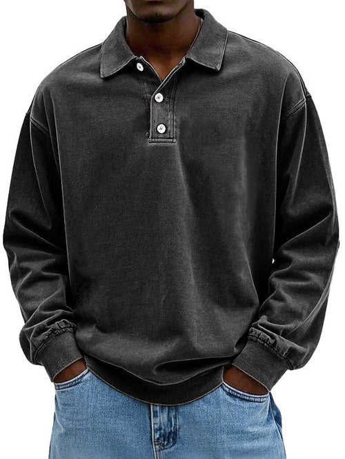 William | Men’s Vintage Style Long Sleeve Polo Shirt