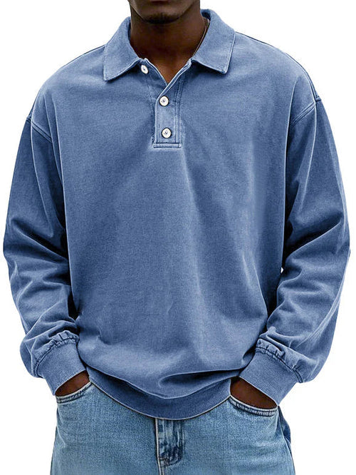 William | Men’s Vintage Style Long Sleeve Polo Shirt