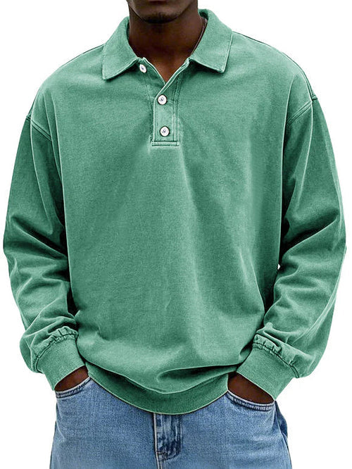 William | Men’s Vintage Style Long Sleeve Polo Shirt