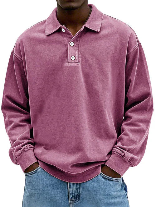 William | Men’s Vintage Style Long Sleeve Polo Shirt