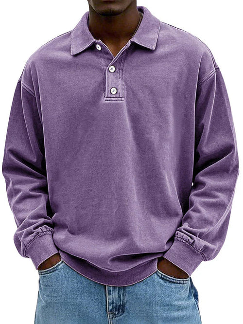 William | Men’s Vintage Style Long Sleeve Polo Shirt